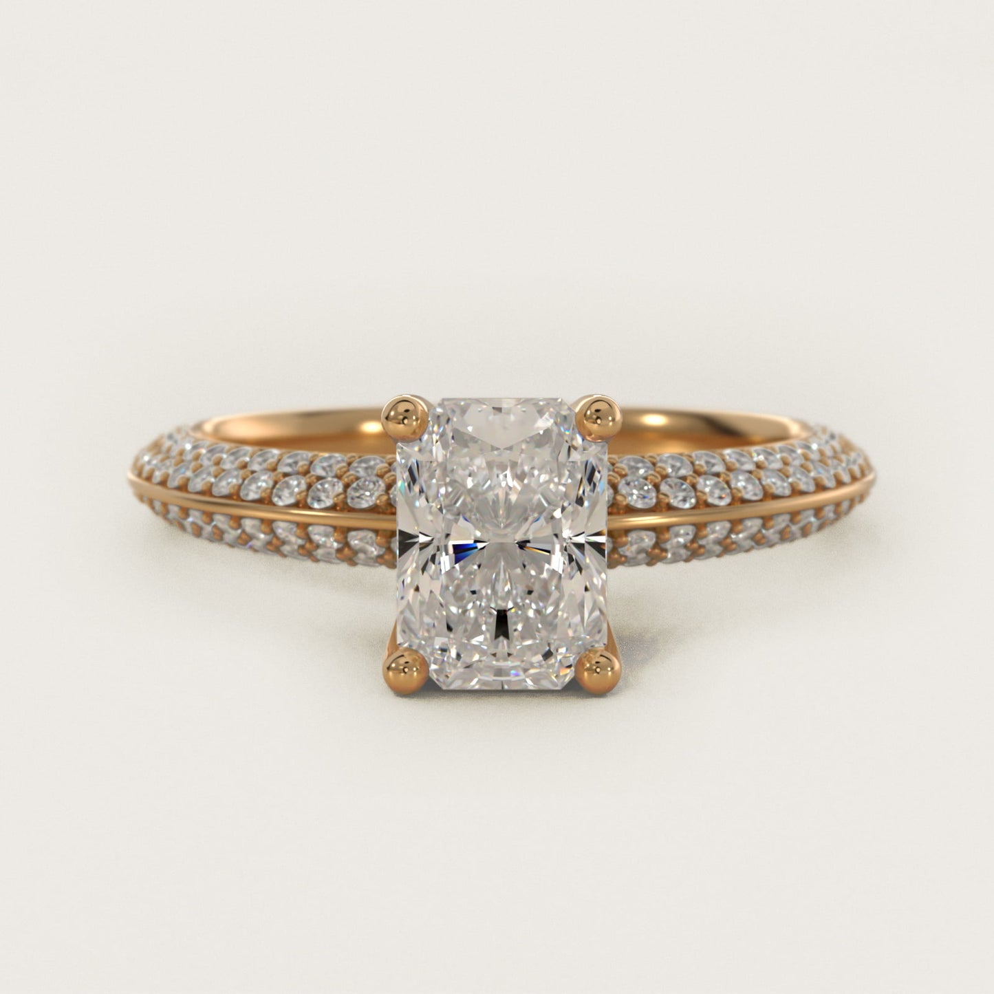 The Gallery Collection™ Knife Edge MicropavŽ Diamond Engagement Ring in 14K Yellow Gold (3/8 ct. tw.) - Radiant Center
