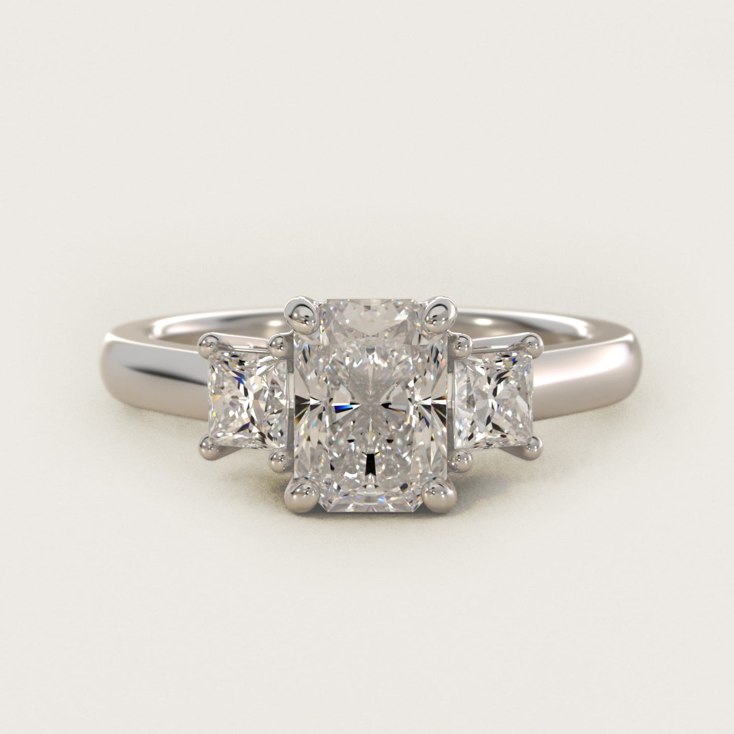 The Gallery Collectionª Princess-Cut Three-Stone Diamond Engagement Ring in Platinum (3/8 ct. tw.) - Radiant Center