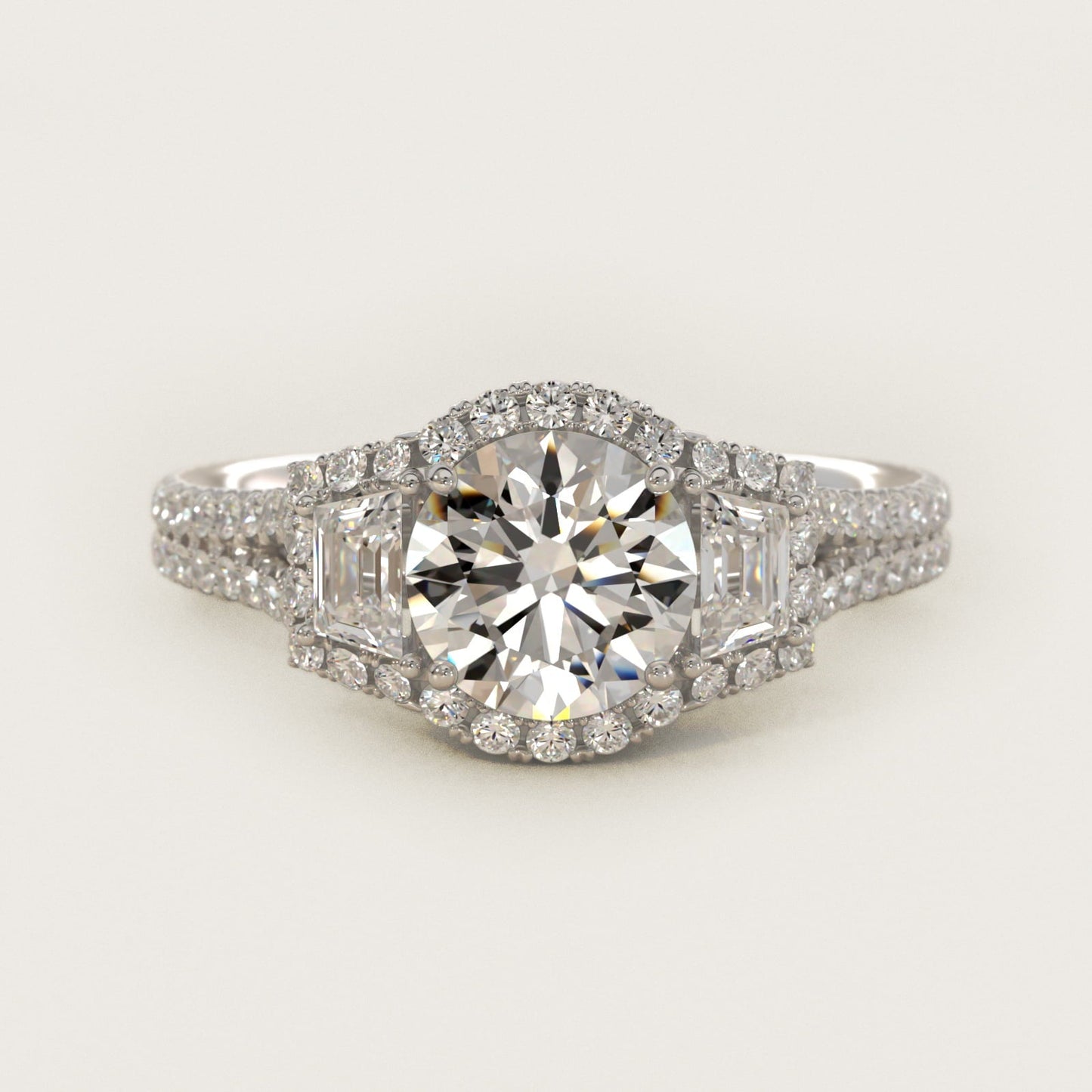 The Gallery Collection? Floating Diamond Engagement Ring in 18k White Gold (1/3 ct. tw.) - Round Center