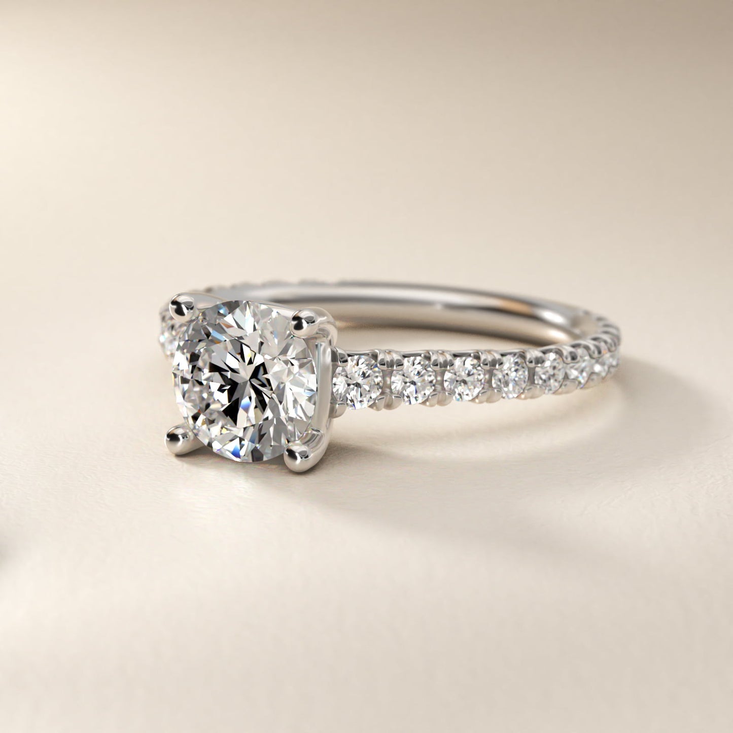 The Gallery Collection™ Cathedral PavŽ Diamond Engagement Ring in 14k White Gold (5/8 ct. tw.) - Round Center