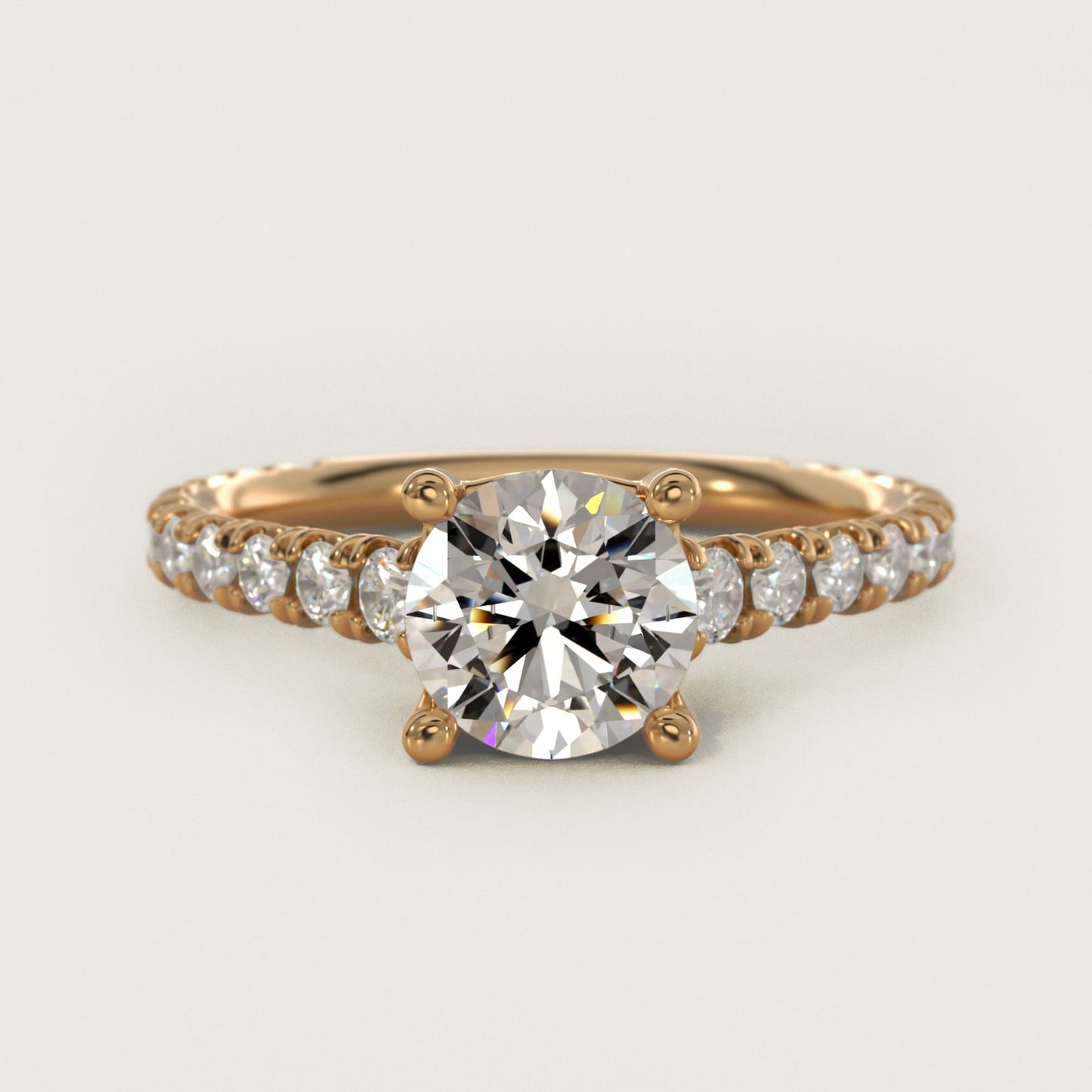 The Gallery Collection™ Cathedral PavŽ Diamond Engagement Ring in 14K Yellow Gold (5/8 ct. tw.) - Round Center
