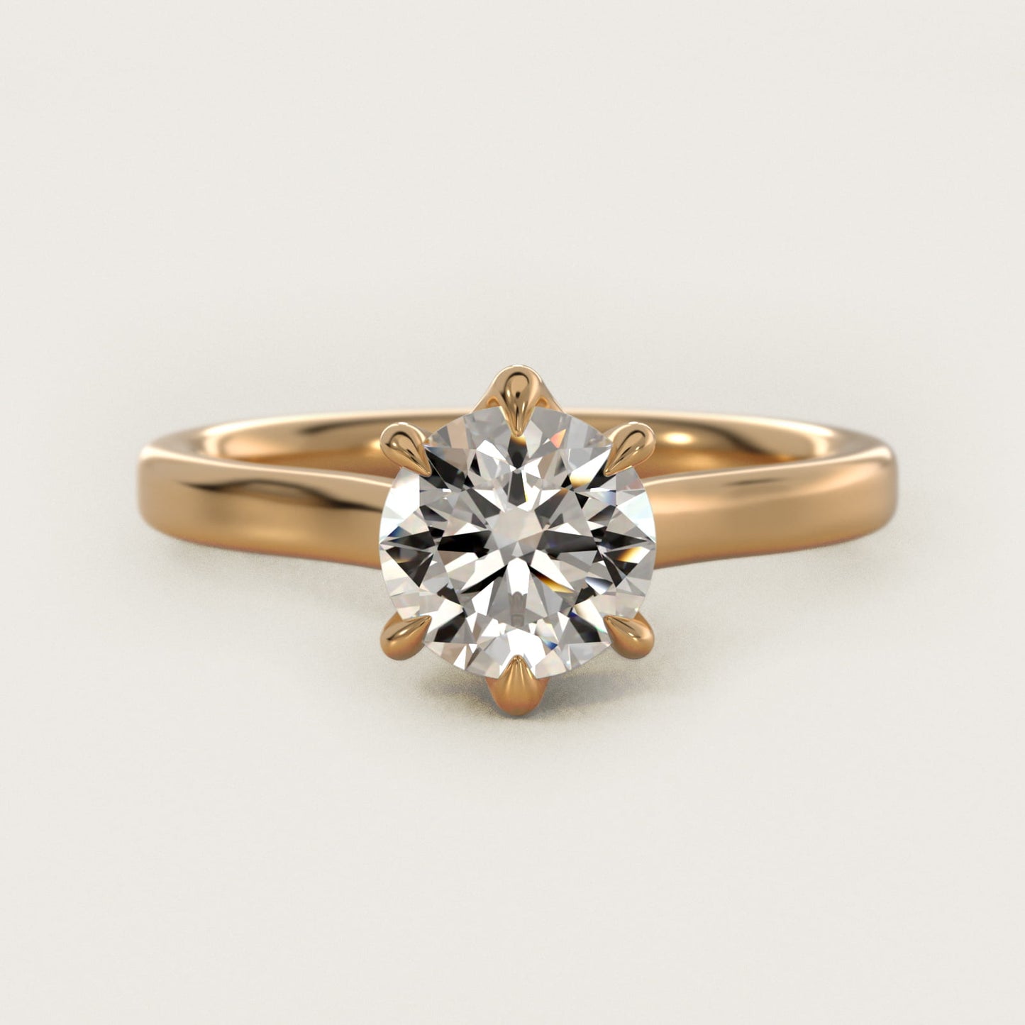 The Gallery Collection Six-Prong Trellis Solitaire Diamond Engagement Ring in 18k Yellow Gold - Round Center