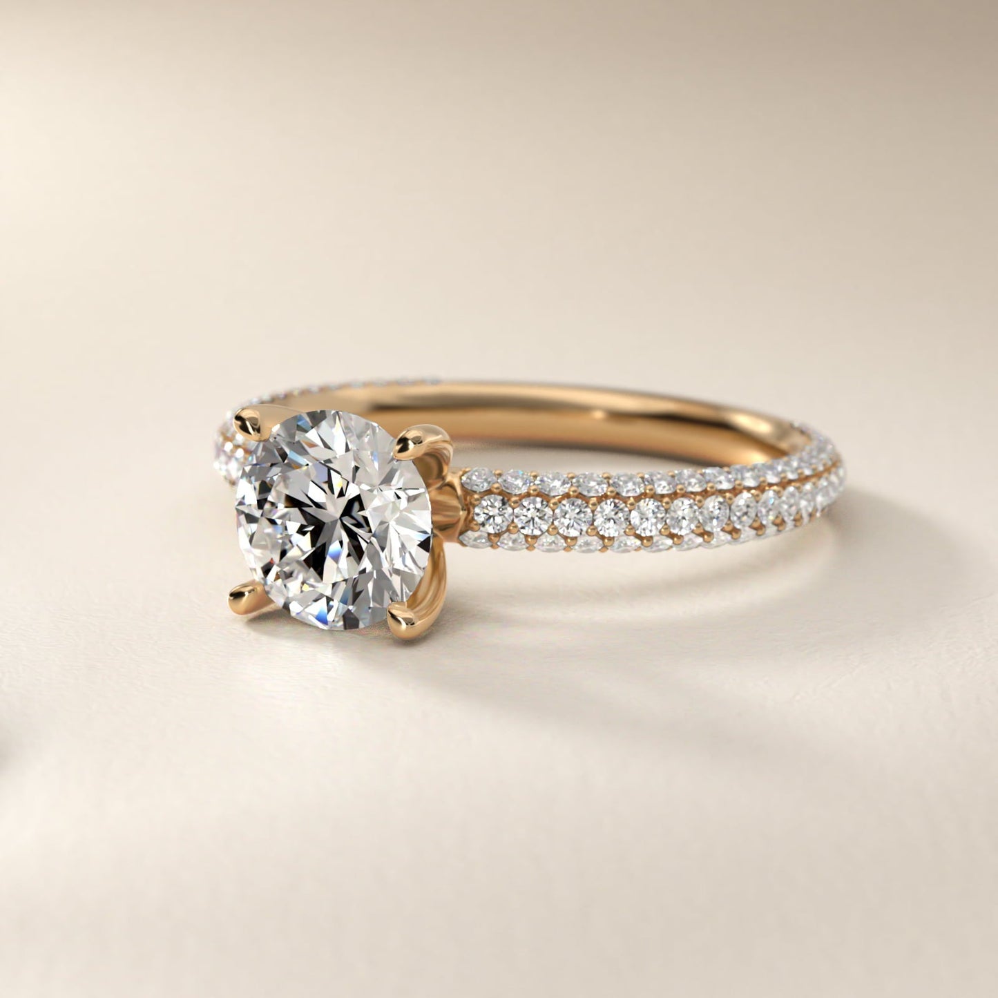 The Gallery Collection? Rolled Micropav? Diamond Engagement Ring in 18k Yellow Gold (3/8 ct. tw.) - Round Center