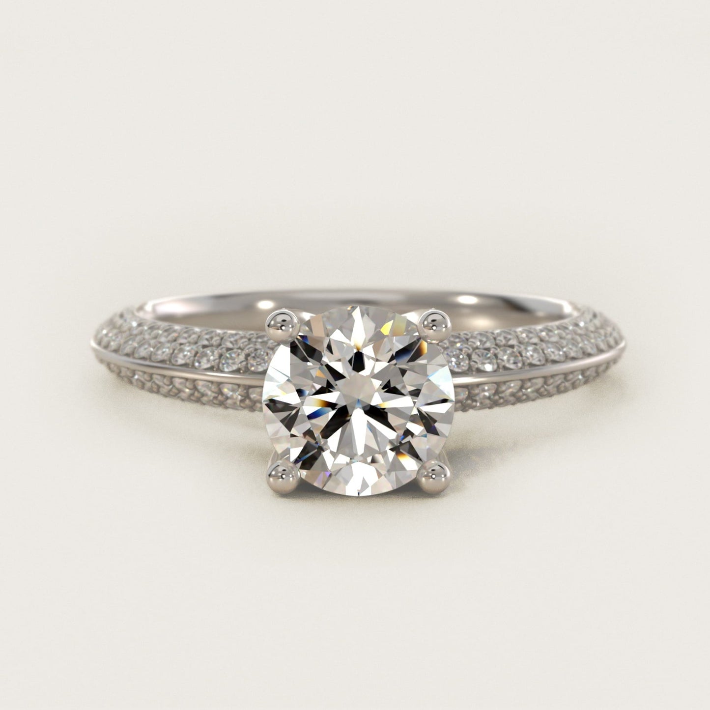 The Gallery Collection? Rolled Micropav? Diamond Engagement Ring in Platinum (3/8 ct. tw.) - Round Center