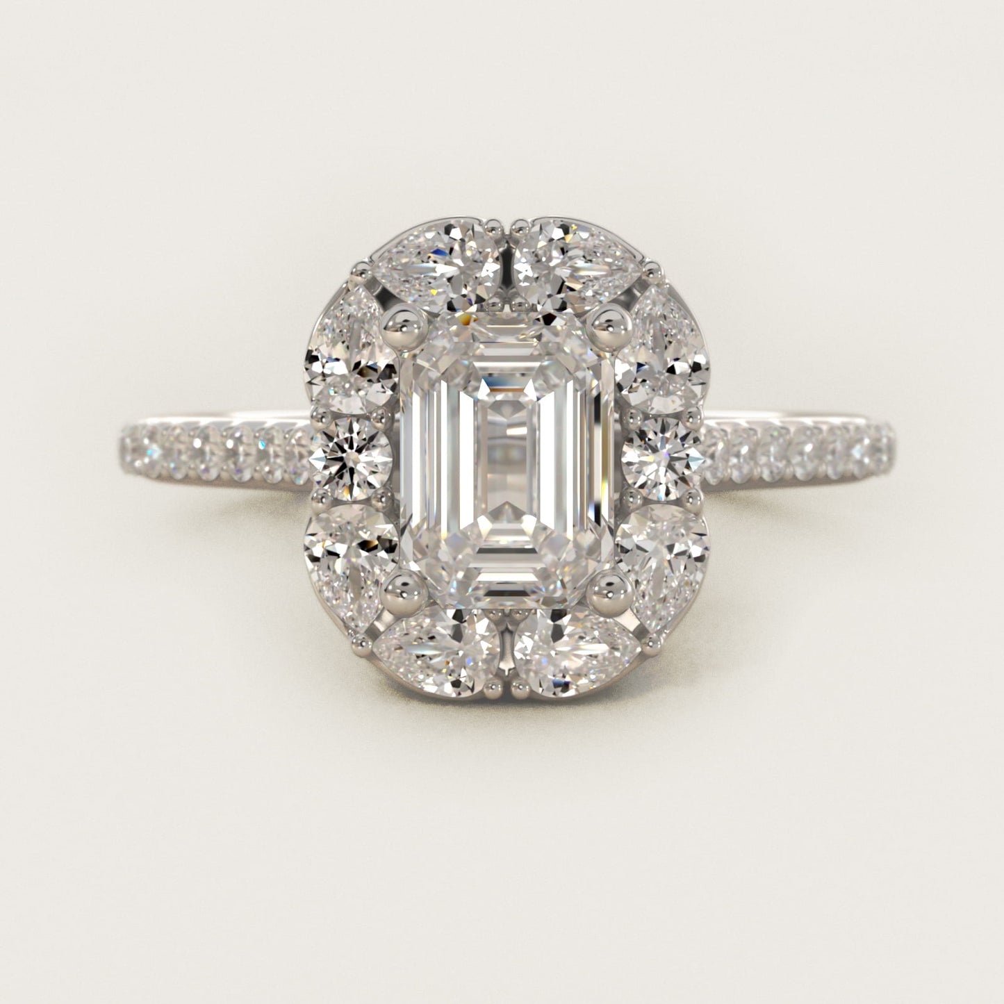 The Ritz Emerald Halo Diamond Engagement Ring in 14k White Gold (1/2 ct. tw.) - Emerald Center