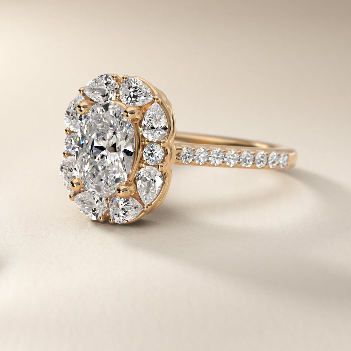 The Ritz Emerald Halo Diamond Engagement Ring in 14K Yellow Gold (1/2 ct. tw.) - Oval Center