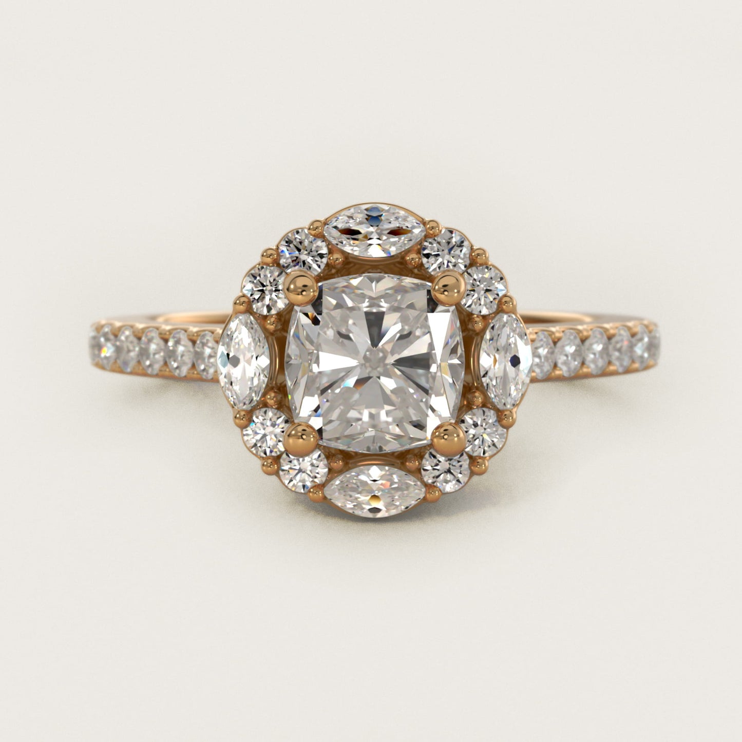 The Ritz Oval Halo Diamond Engagement Ring in 14K Yellow Gold (1/2 ct. tw.) - Cushion Center