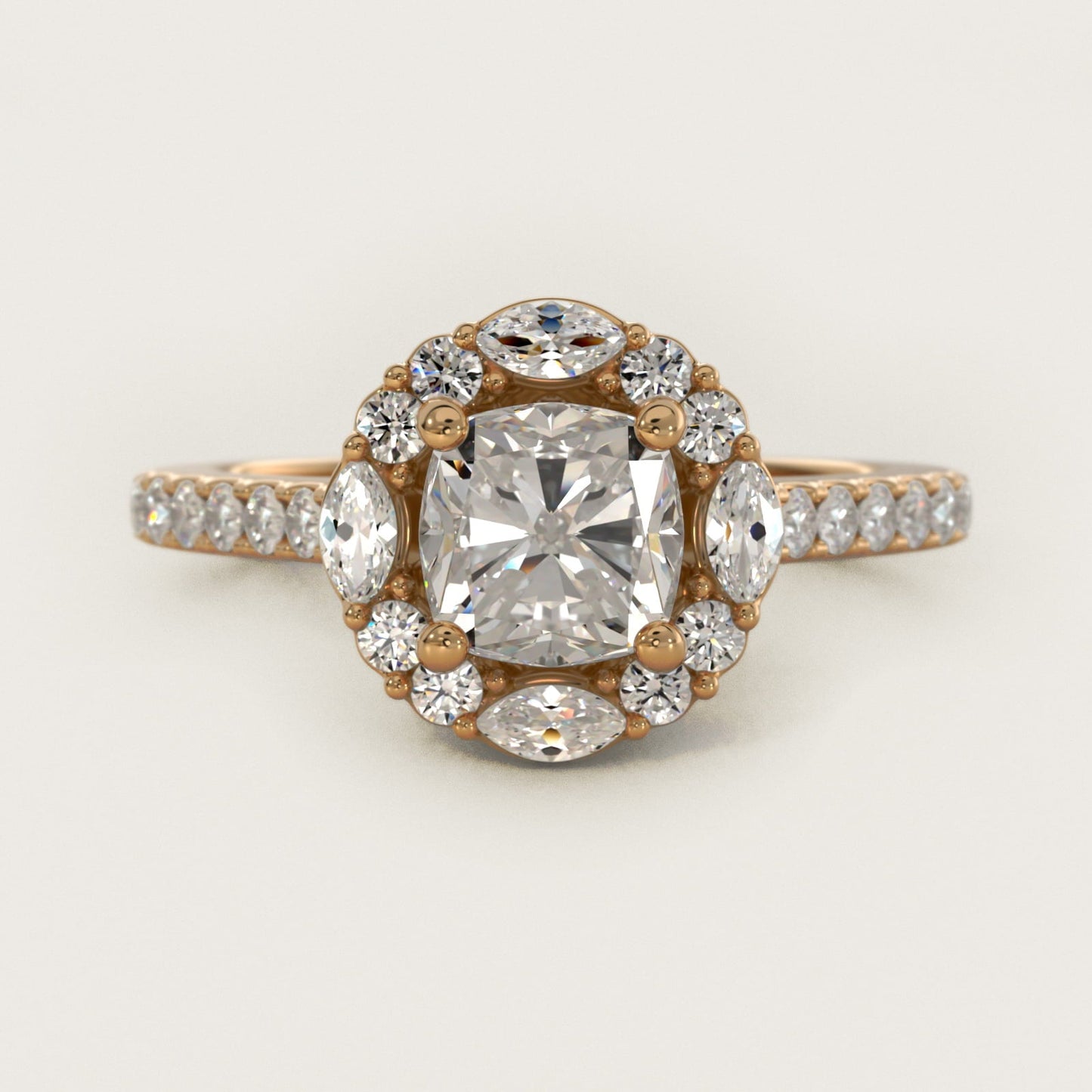 The Ritz Oval Halo Diamond Engagement Ring in 18k Yellow Gold (1/2 ct. tw.) - Cushion Center
