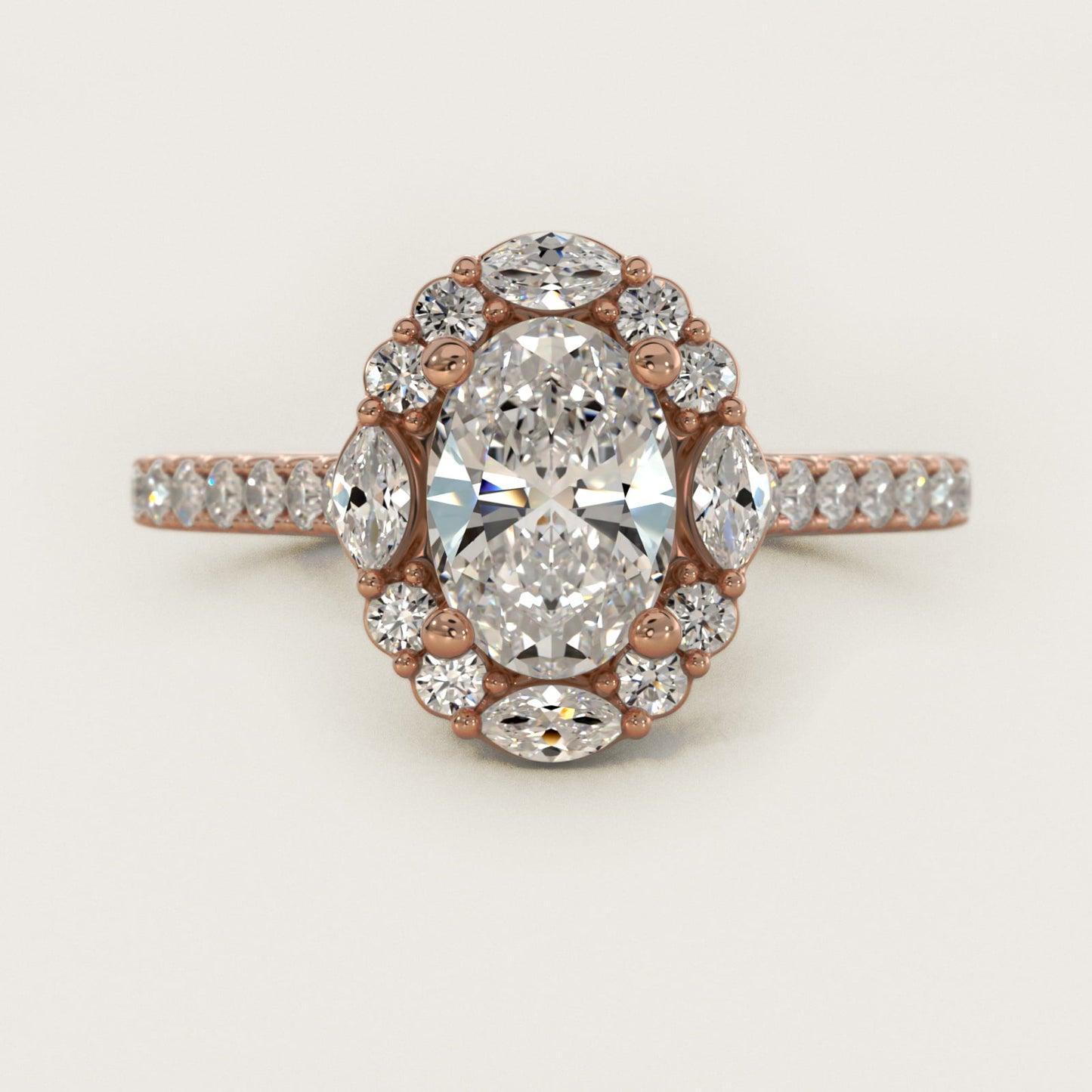 The Ritz Oval Halo Diamond Engagement Ring in 14k Rose Gold (1/2 ct. tw.) - Oval Center