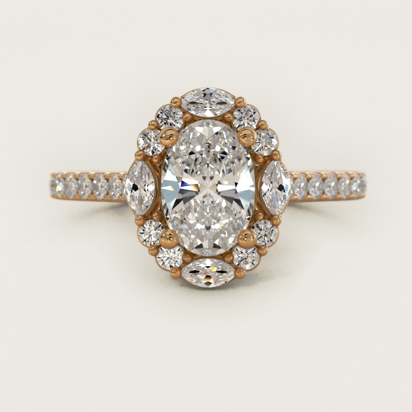 The Ritz Oval Halo Diamond Engagement Ring in 14K Yellow Gold (1/2 ct. tw.) - Oval Center
