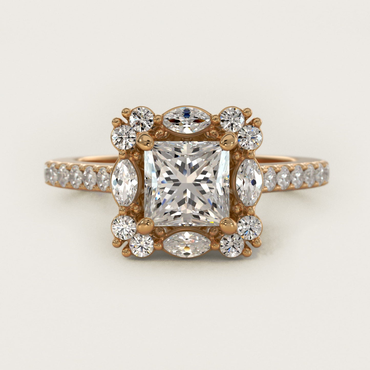 The Ritz Oval Halo Diamond Engagement Ring in 14K Yellow Gold (1/2 ct. tw.) - Princess Center