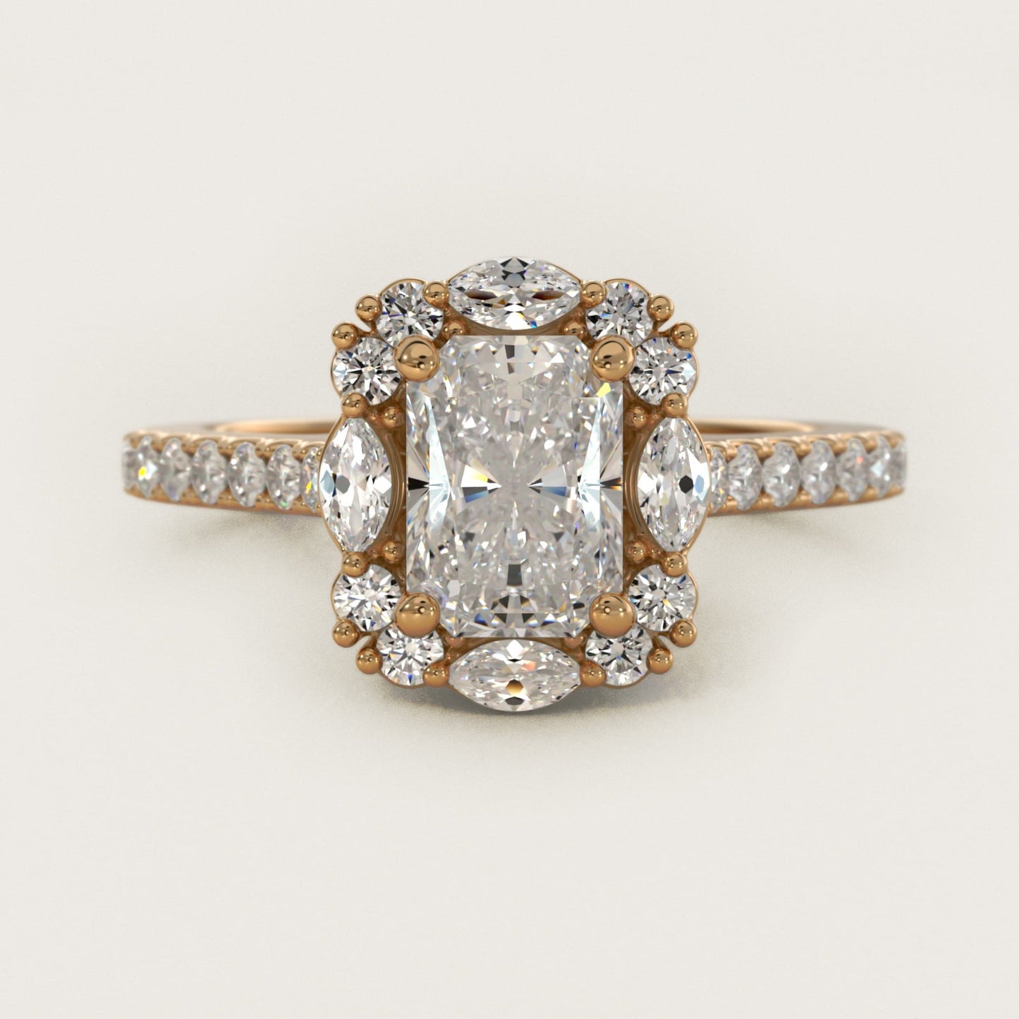 The Ritz Oval Halo Diamond Engagement Ring in 18k Yellow Gold (1/2 ct. tw.) - Radiant Center