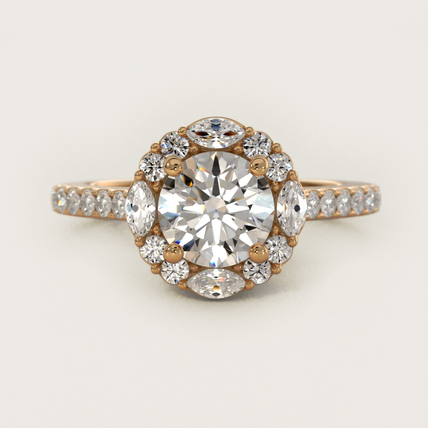 The Ritz Oval Halo Diamond Engagement Ring in 14K Yellow Gold (1/2 ct. tw.) - Round Center