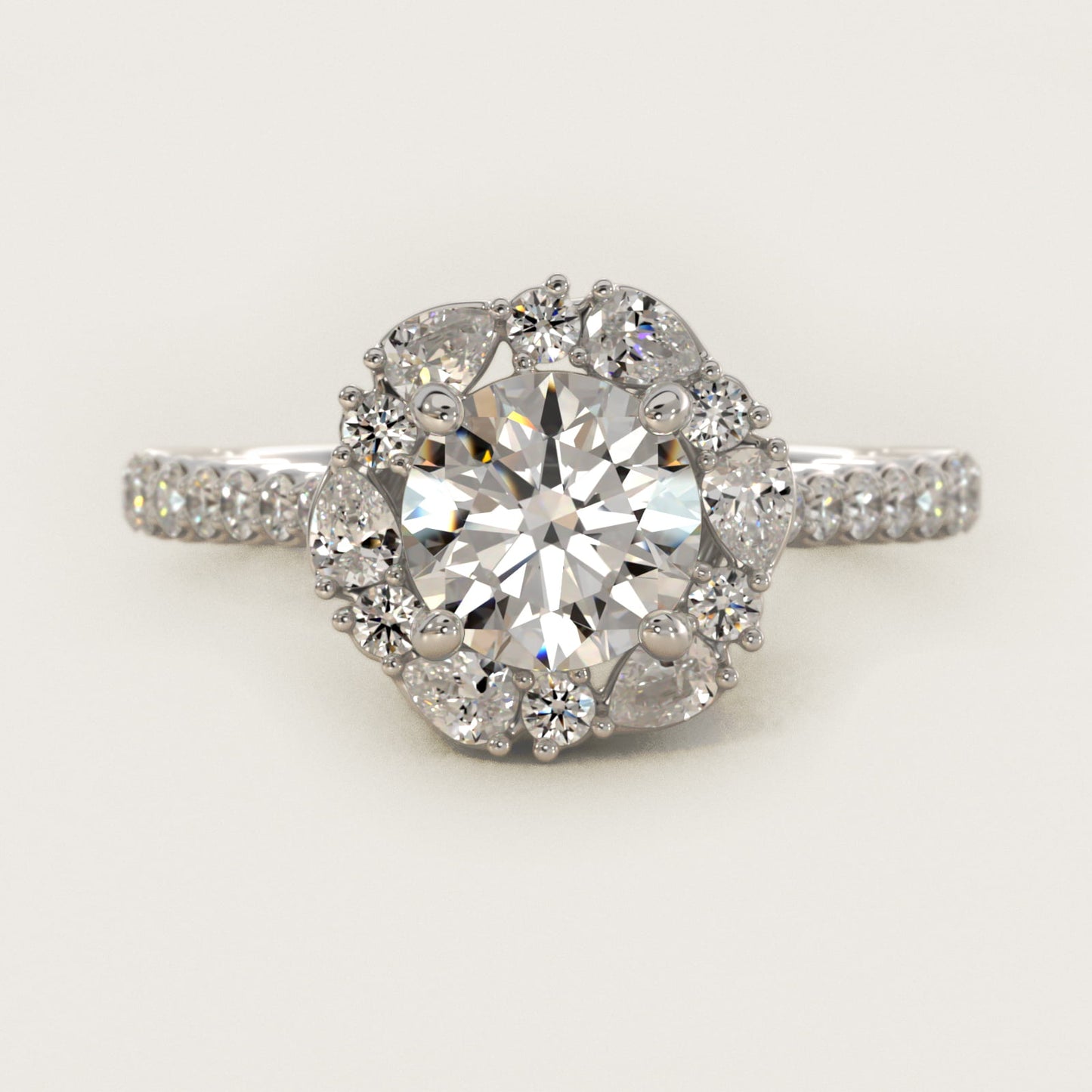 The Ritz Round Halo Diamond Engagement Ring in Platinum (3/8 ct. tw.) - Round Center