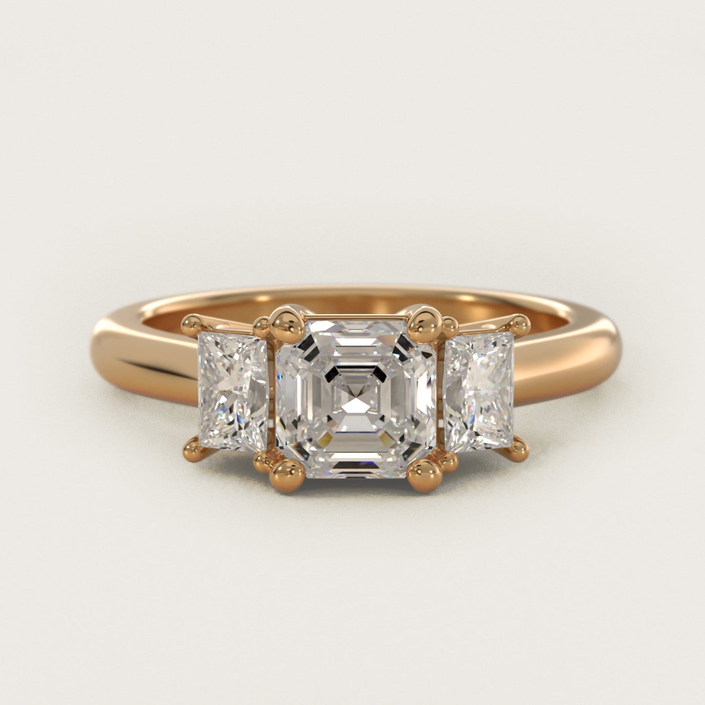 Three-Stone Elongated Princess Diamond Engagement Ring in 14K Yellow Gold (1/2 ct. tw.) - Asscher Center