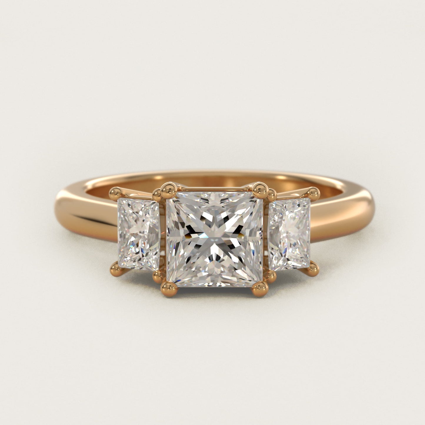 Three-Stone Elongated Princess Diamond Engagement Ring in 18k Yellow Gold (1/2 ct. tw.) - Princess Center