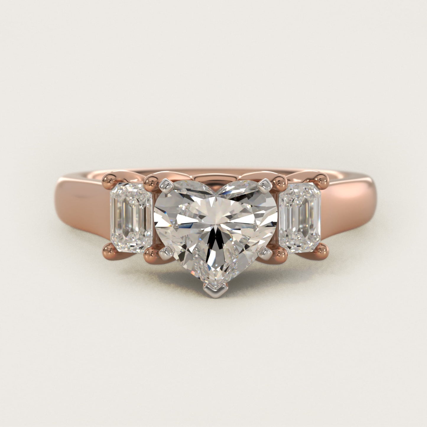 Three-Stone Emerald-Cut Diamond Engagement Ring in 14k Rose Gold (1/3 ct tw.) By Zac Zac Posen - Heart Center