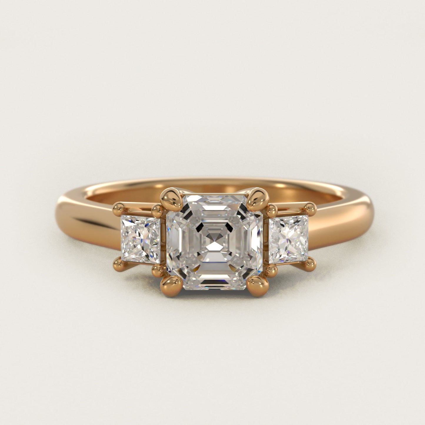 Three-Stone Princess Diamond Engagement Ring in 14K Yellow Gold (1/3 ct. tw.) - Asscher Center