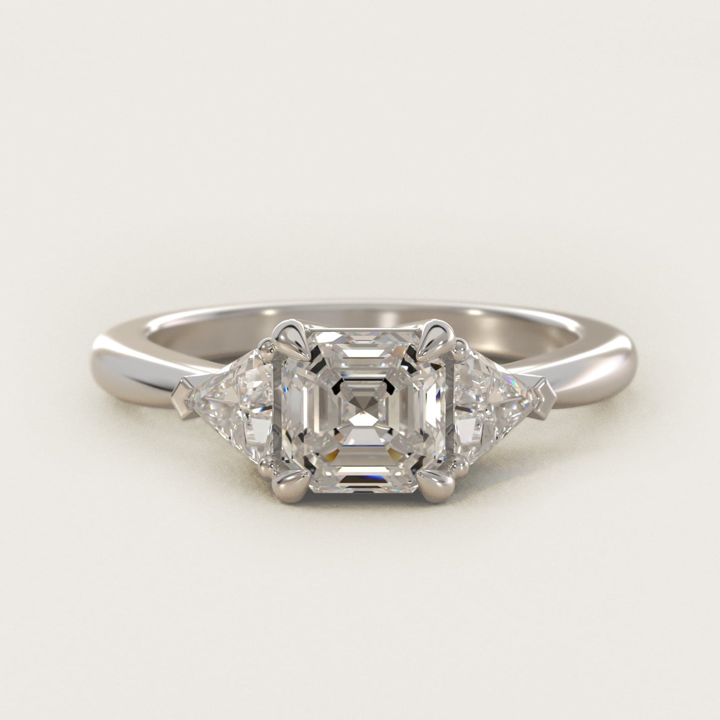 Three-Stone Trillion Diamond Engagement Ring in 14k White Gold (1/3 ct. tw.) - Asscher Center