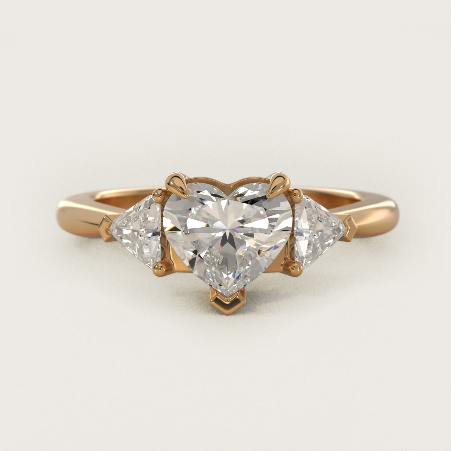 Three-Stone Trillion Diamond Engagement Ring in 18k Yellow Gold (1/3 ct. tw.) - Heart Center