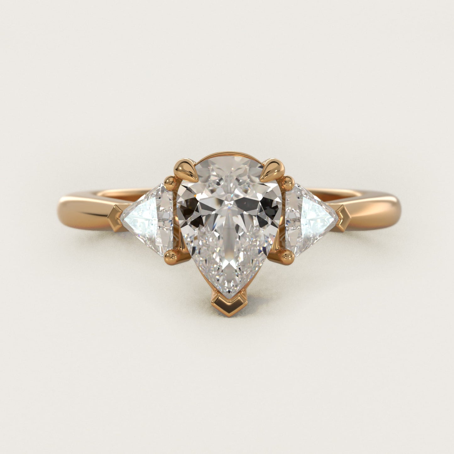 Three-Stone Trillion Diamond Engagement Ring in 14K Yellow Gold (1/3 ct. tw.) - Pear Center