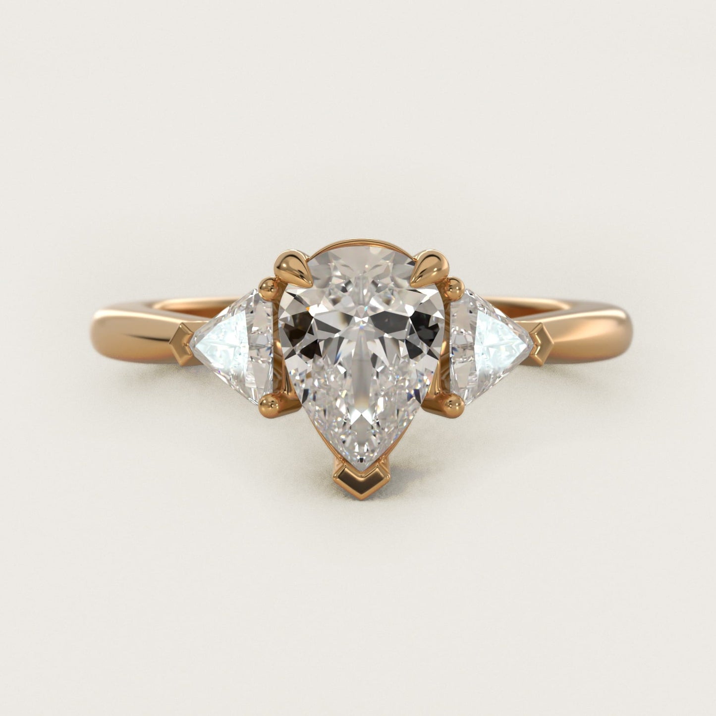 Three-Stone Trillion Diamond Engagement Ring in 18k Yellow Gold (1/3 ct. tw.) - Pear Center