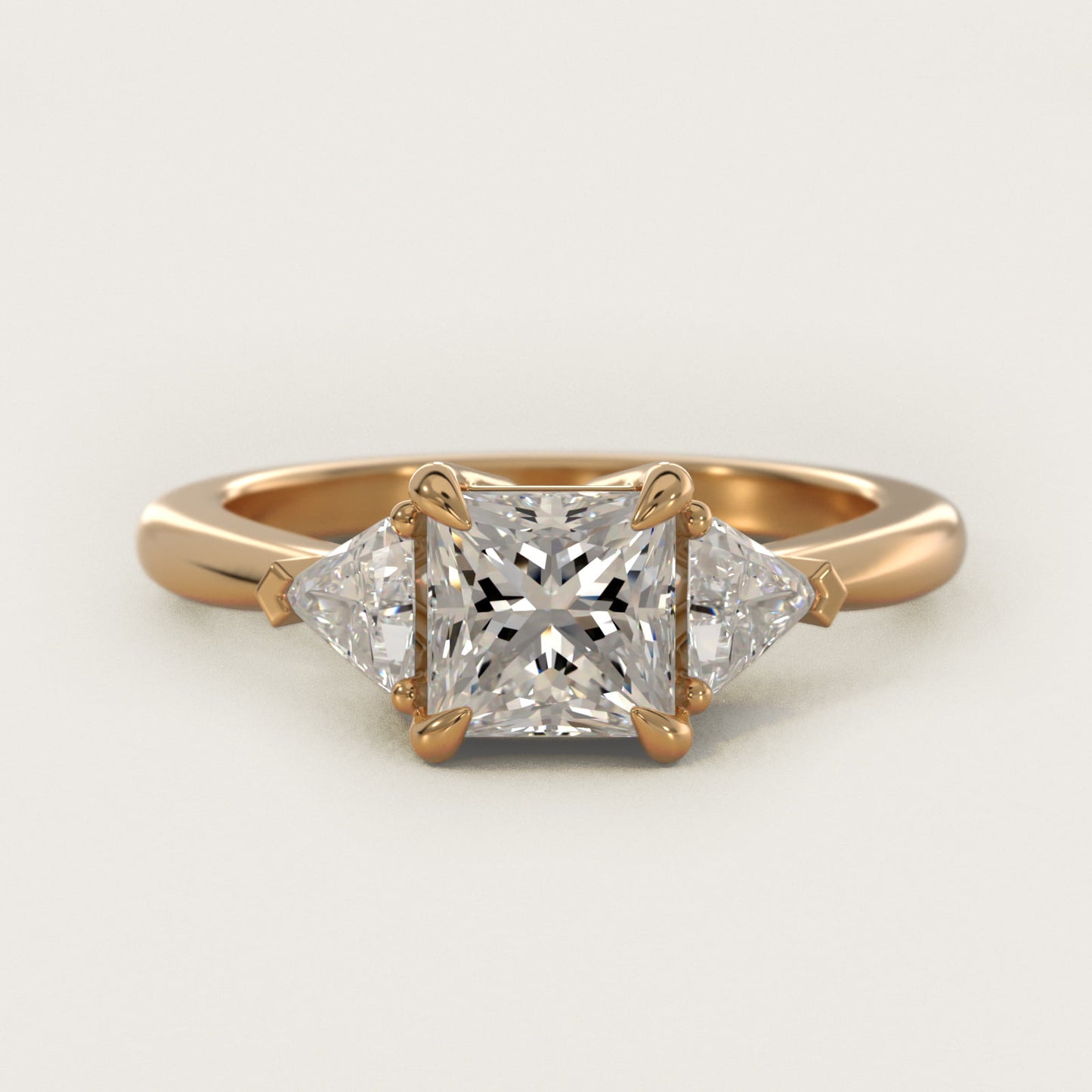 Three-Stone Trillion Diamond Engagement Ring in 14K Yellow Gold (1/3 ct. tw.) - Princess Center