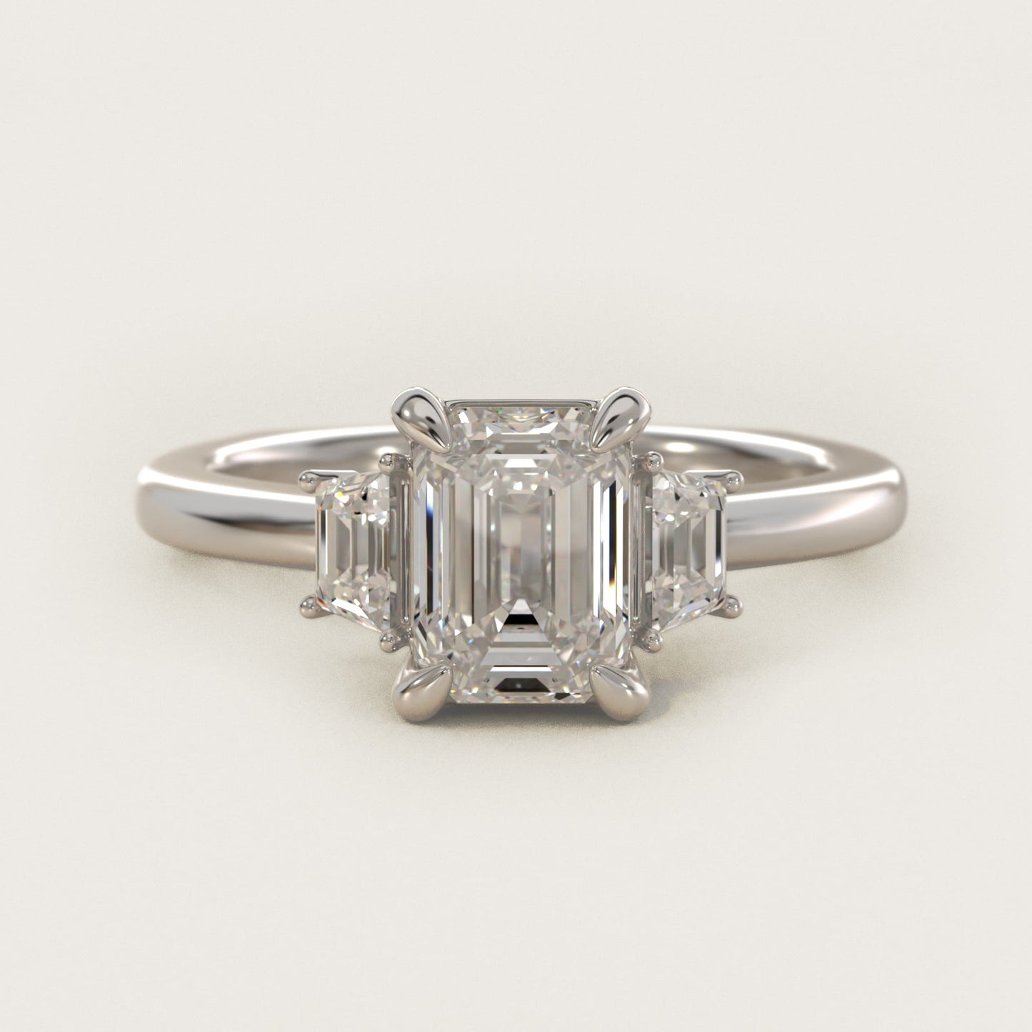 Trapezoid Three Stone Engagement Ring in 18k White Gold (1/3 ct. tw.) By Bella Vaughan - Emerald Center