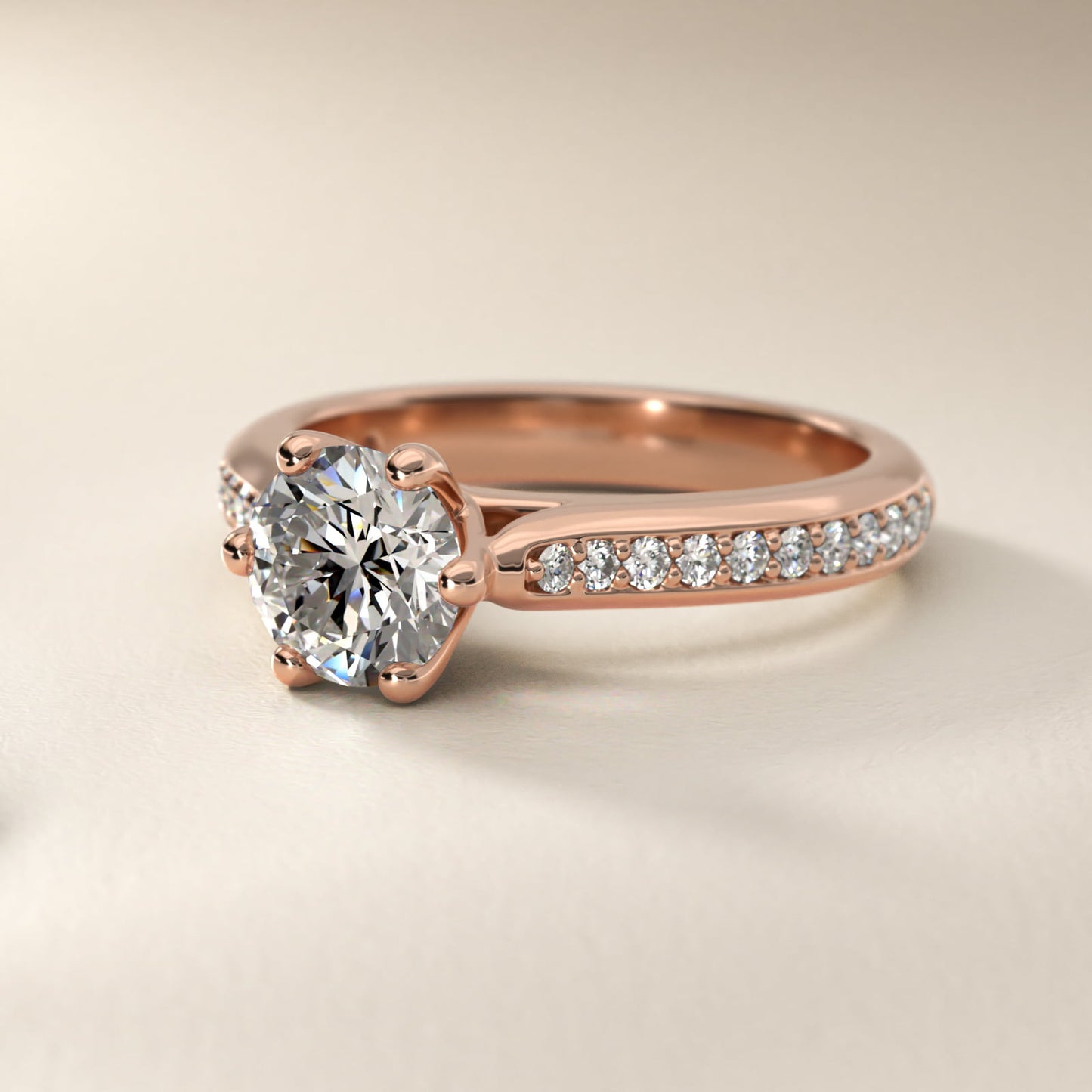 Trellis Pav? Diamond Engagement Ring In 18k Rose Gold By James Allen - Round Center