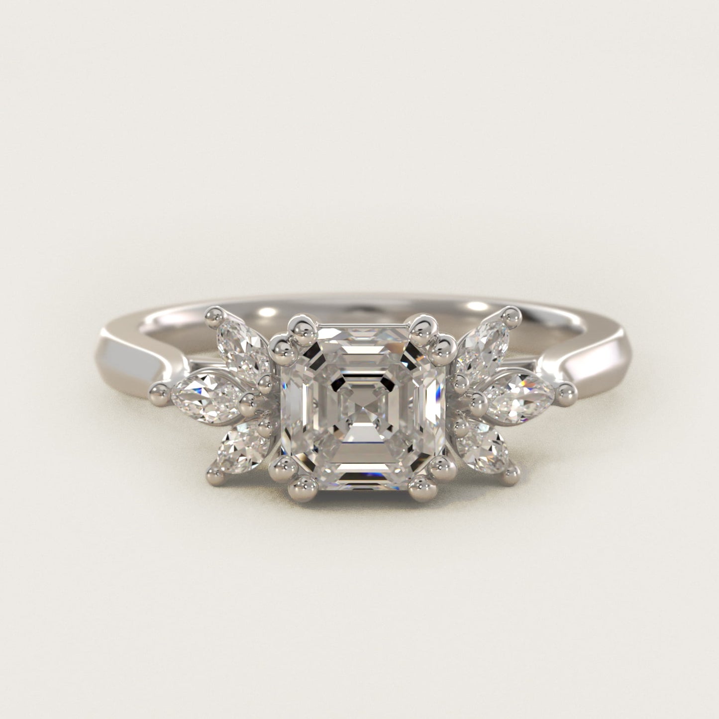 Trio Marquise Diamond Engagement Ring in Platinum - Asscher Center