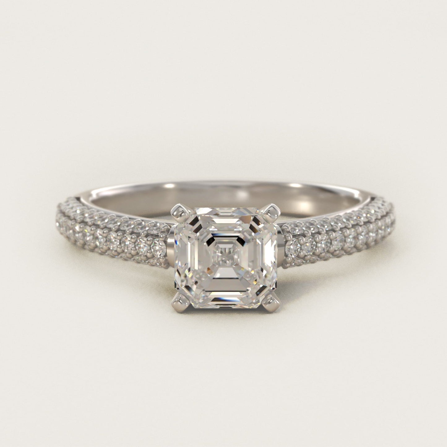 Trio Micropav? Diamond Engagement Ring in Platinum (1/3 ct. tw.) - Asscher Center