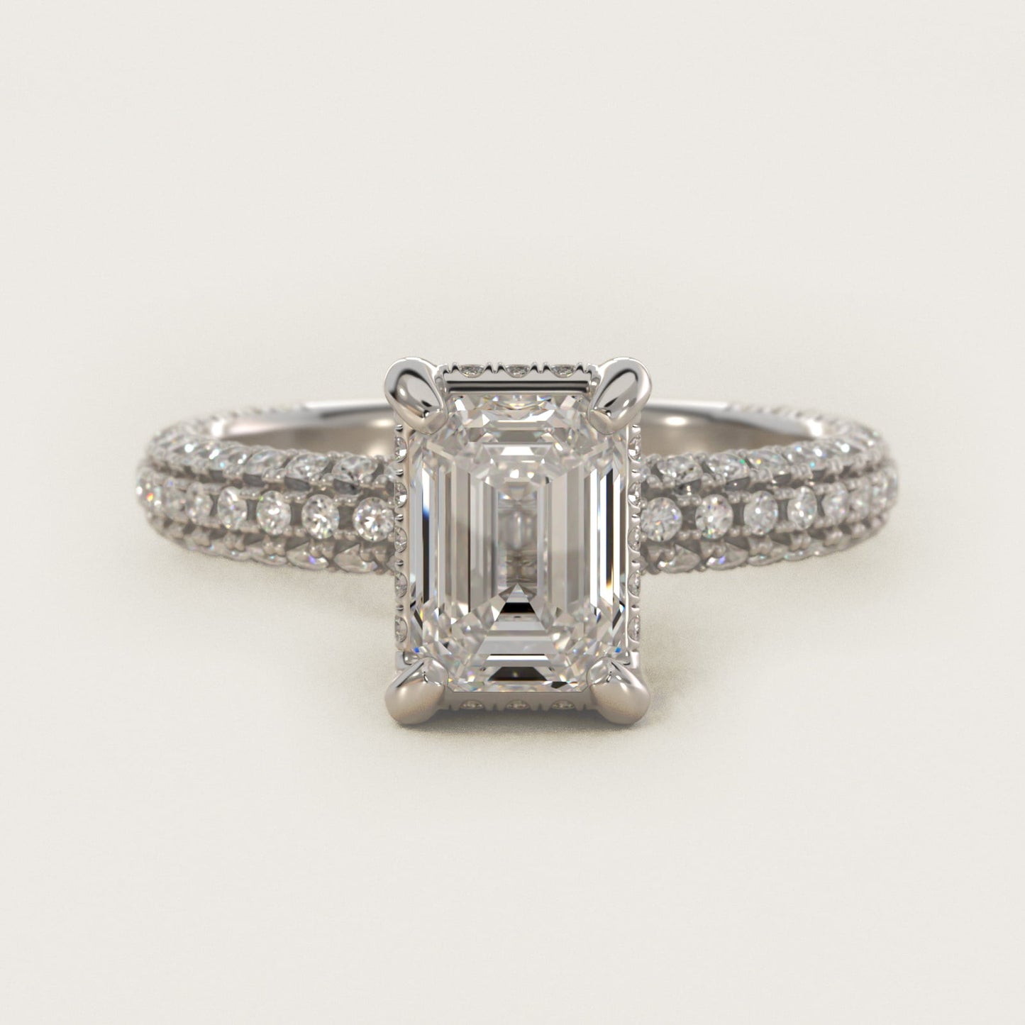 Trio MicroPav? Diamond Engagement Ring In 18k White Gold By James Allen - Emerald Center