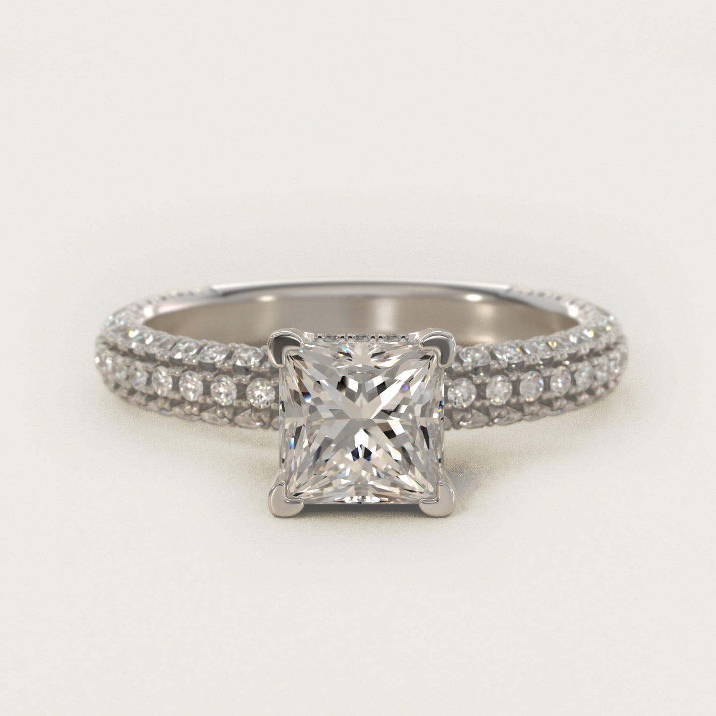 Trio MicroPav? Diamond Engagement Ring In 18k White Gold By James Allen - Princess Center