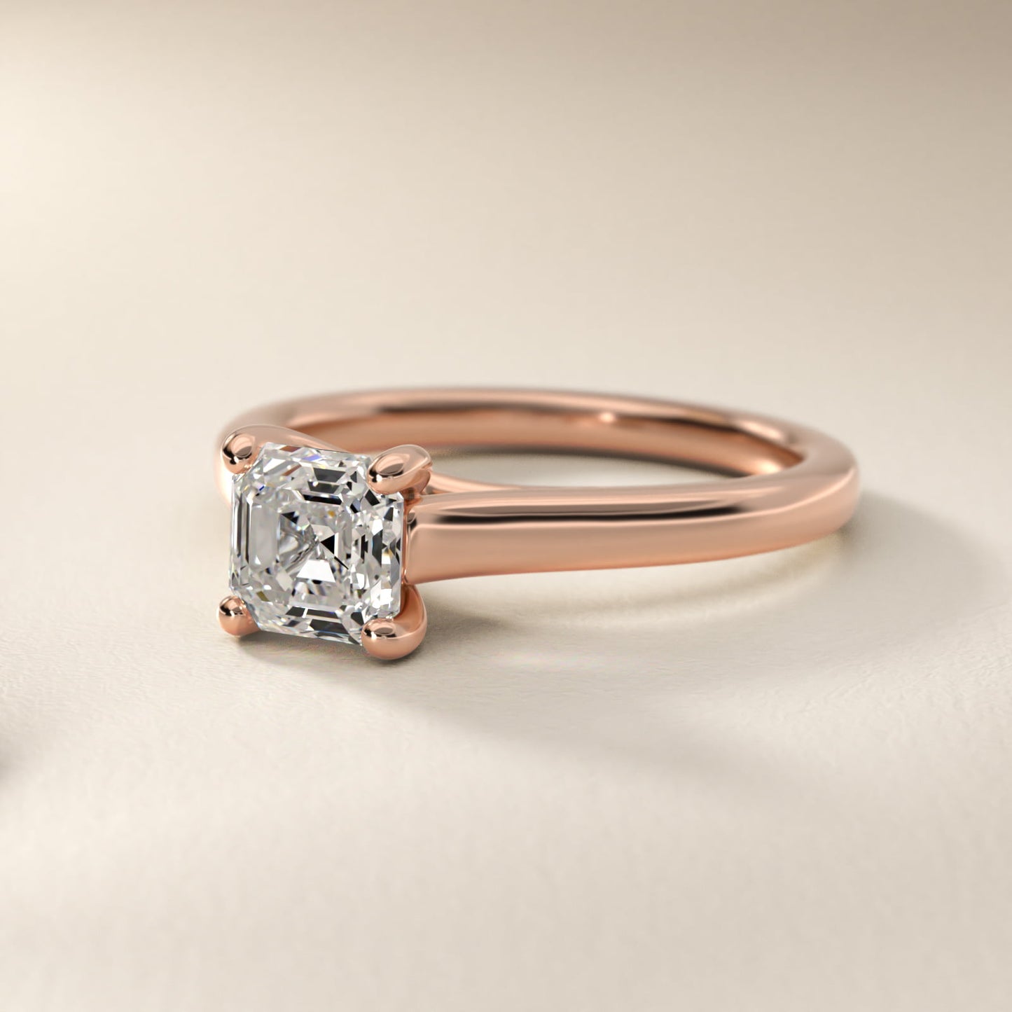Twist Bridge Solitaire Engagement Ring in 14k Rose Gold - Asscher Center