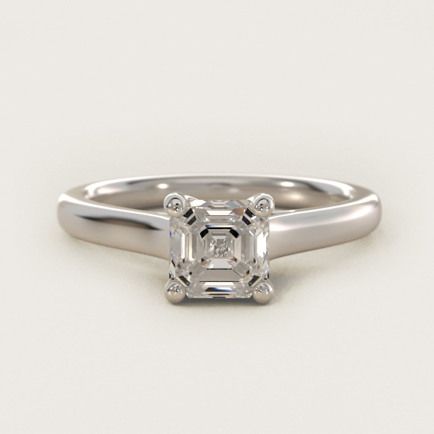 Twist Bridge Solitaire Engagement Ring in 18k White Gold - Asscher Center