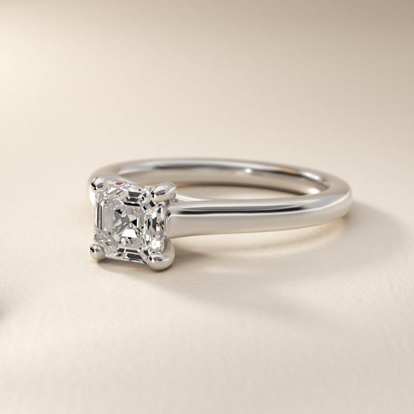 Twist Bridge Solitaire Engagement Ring in Platinum - Asscher Center