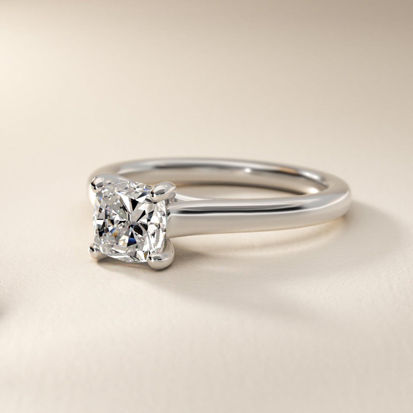 Twist Bridge Solitaire Engagement Ring in Platinum - Cushion Center