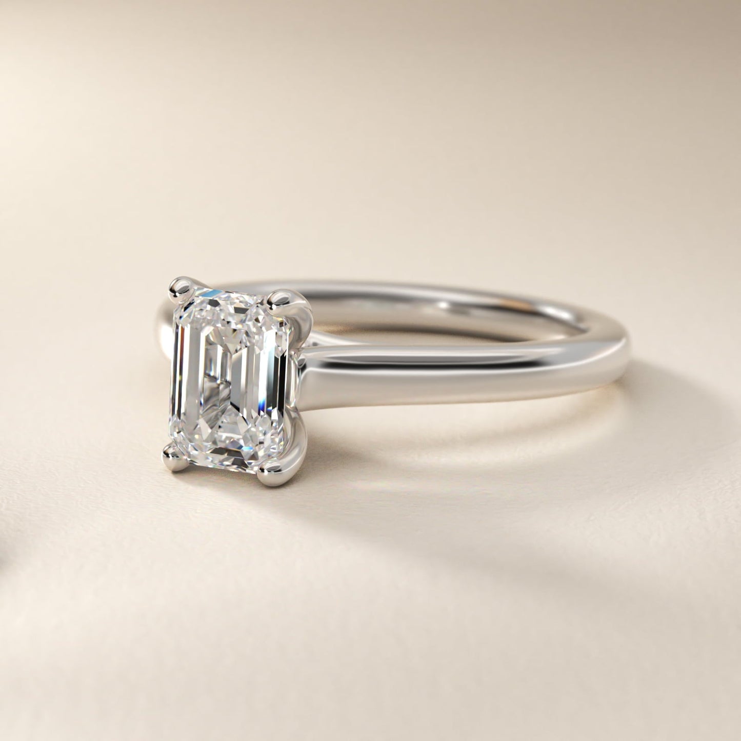 Twist Bridge Solitaire Engagement Ring in Platinum - Emerald Center