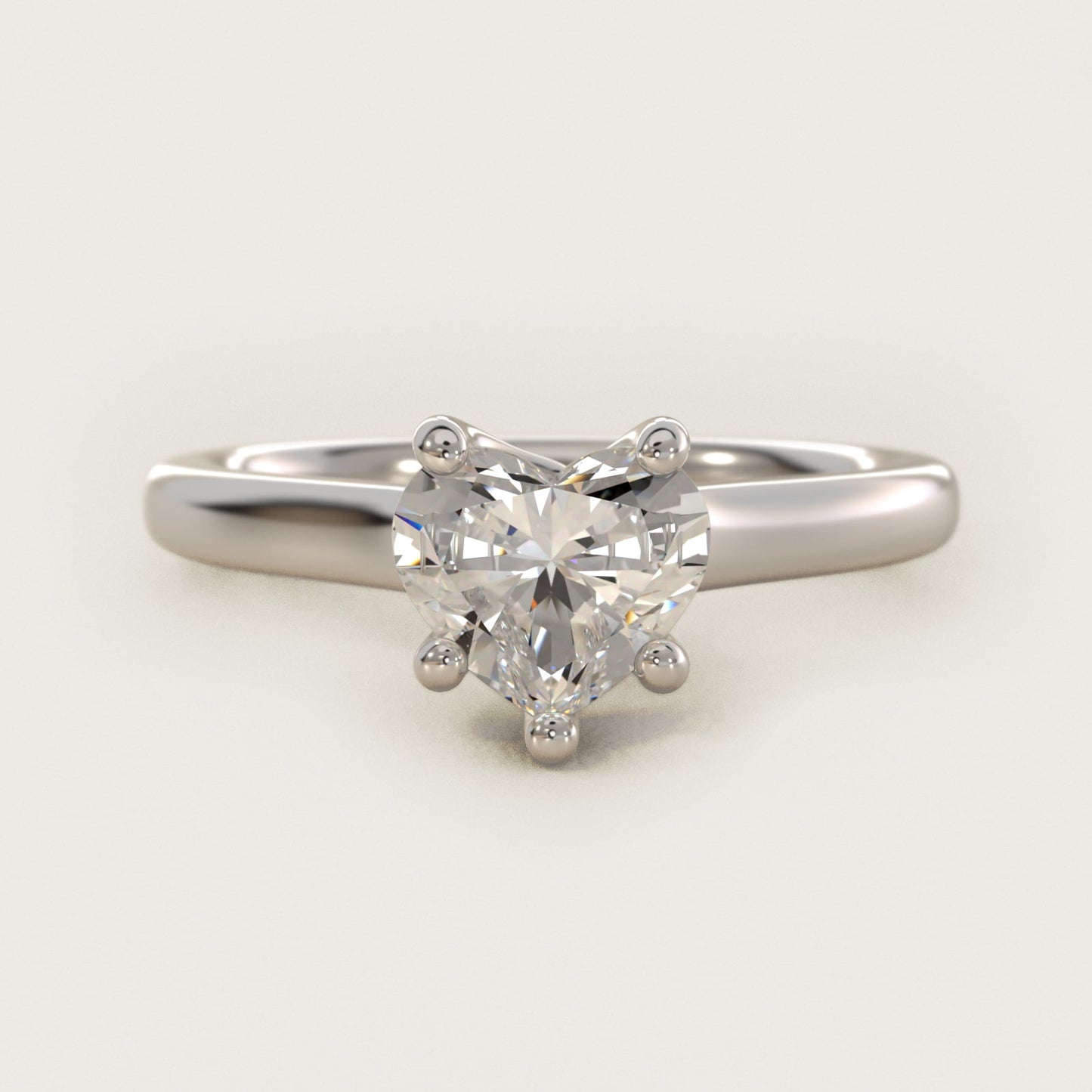 Twist Bridge Solitaire Engagement Ring in 14k White Gold - Heart Center