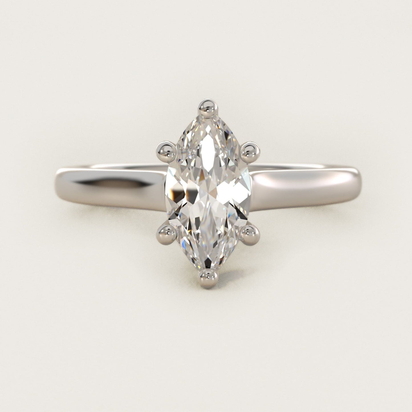 Twist Bridge Solitaire Engagement Ring in 18k White Gold - Marquise Center