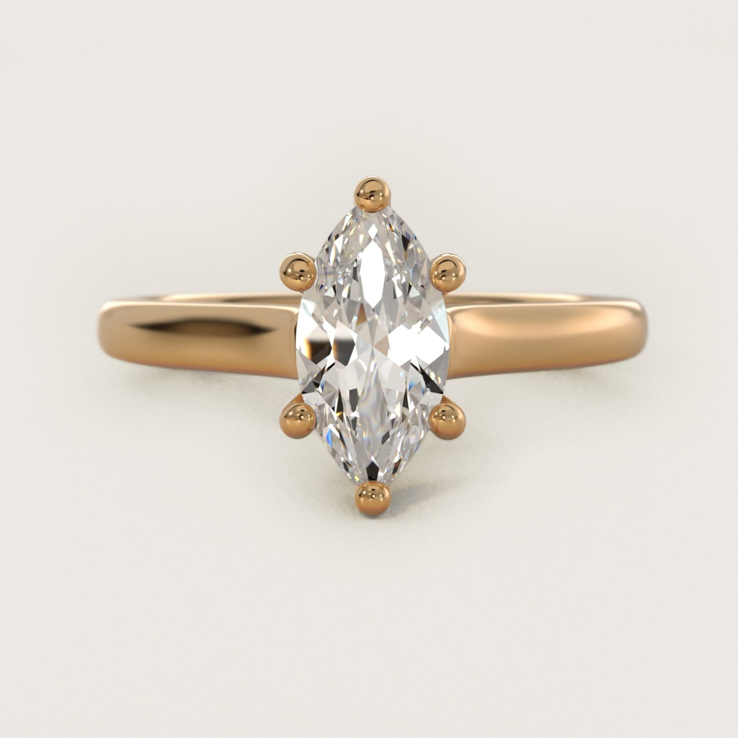 Twist Bridge Solitaire Engagement Ring in 14k Yellow Gold - Marquise Center