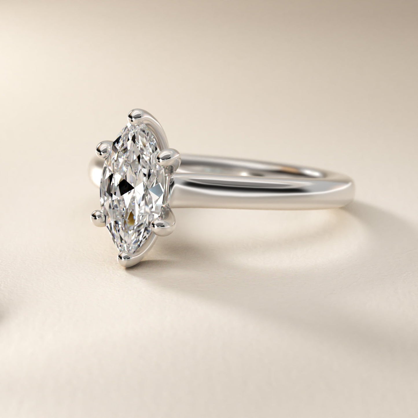 Twist Bridge Solitaire Engagement Ring in Platinum - Marquise Center