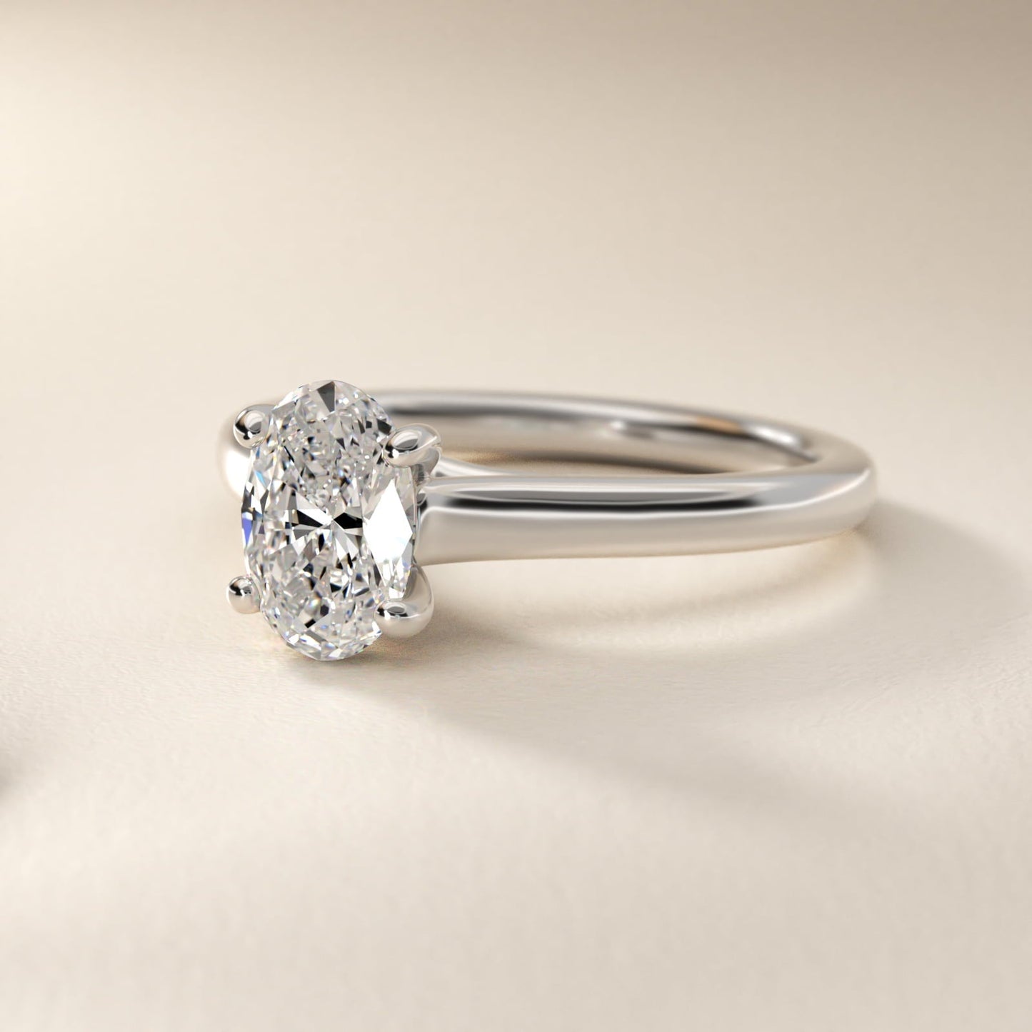 Twist Bridge Solitaire Engagement Ring in Platinum - Oval Center