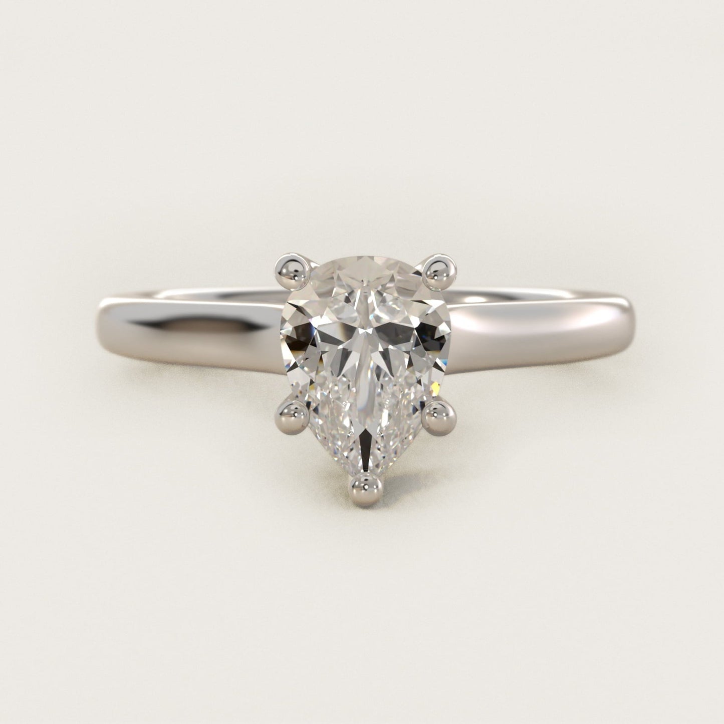 Twist Bridge Solitaire Engagement Ring in 18k White Gold - Pear Center