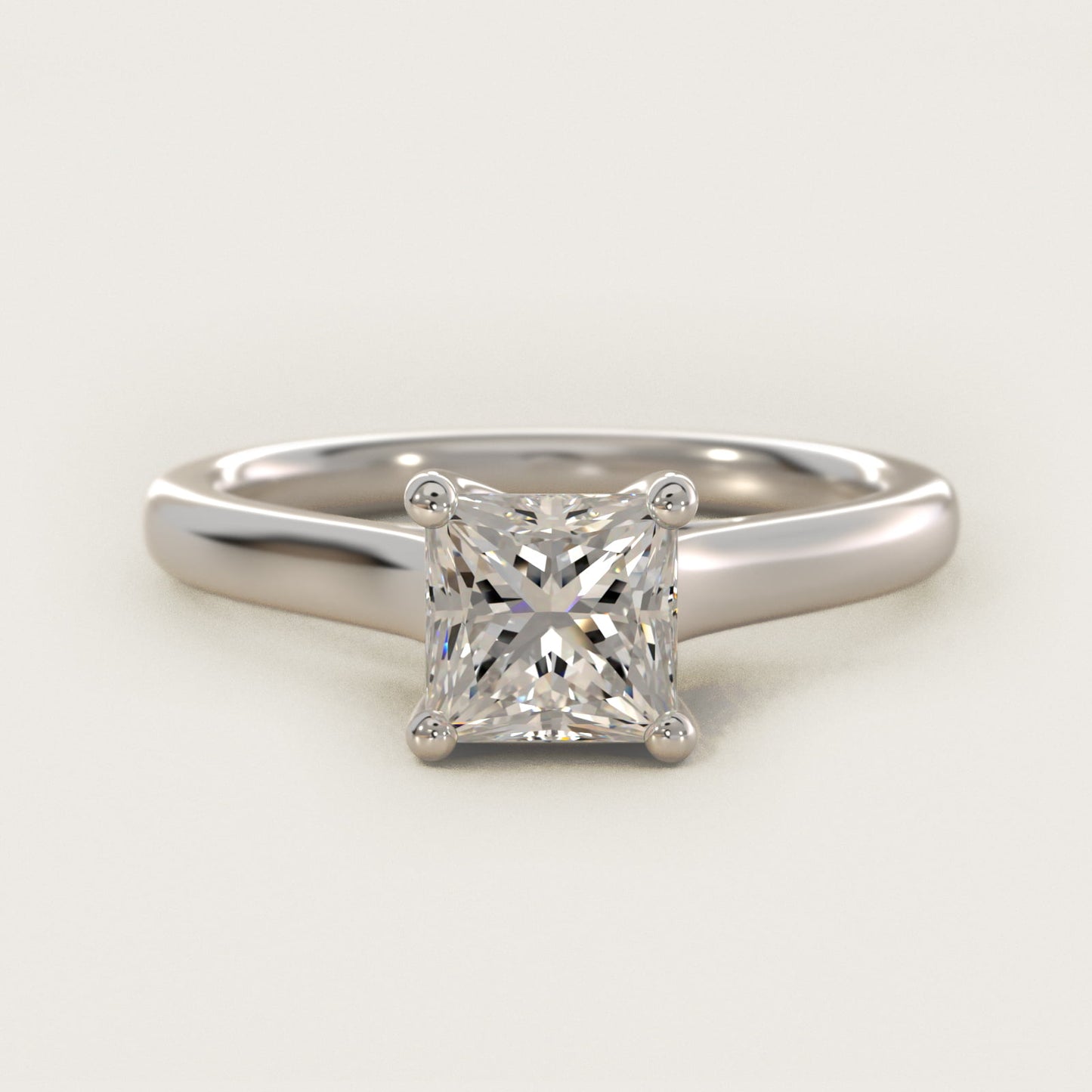 Twist Bridge Solitaire Engagement Ring in 14k White Gold - Princess Center