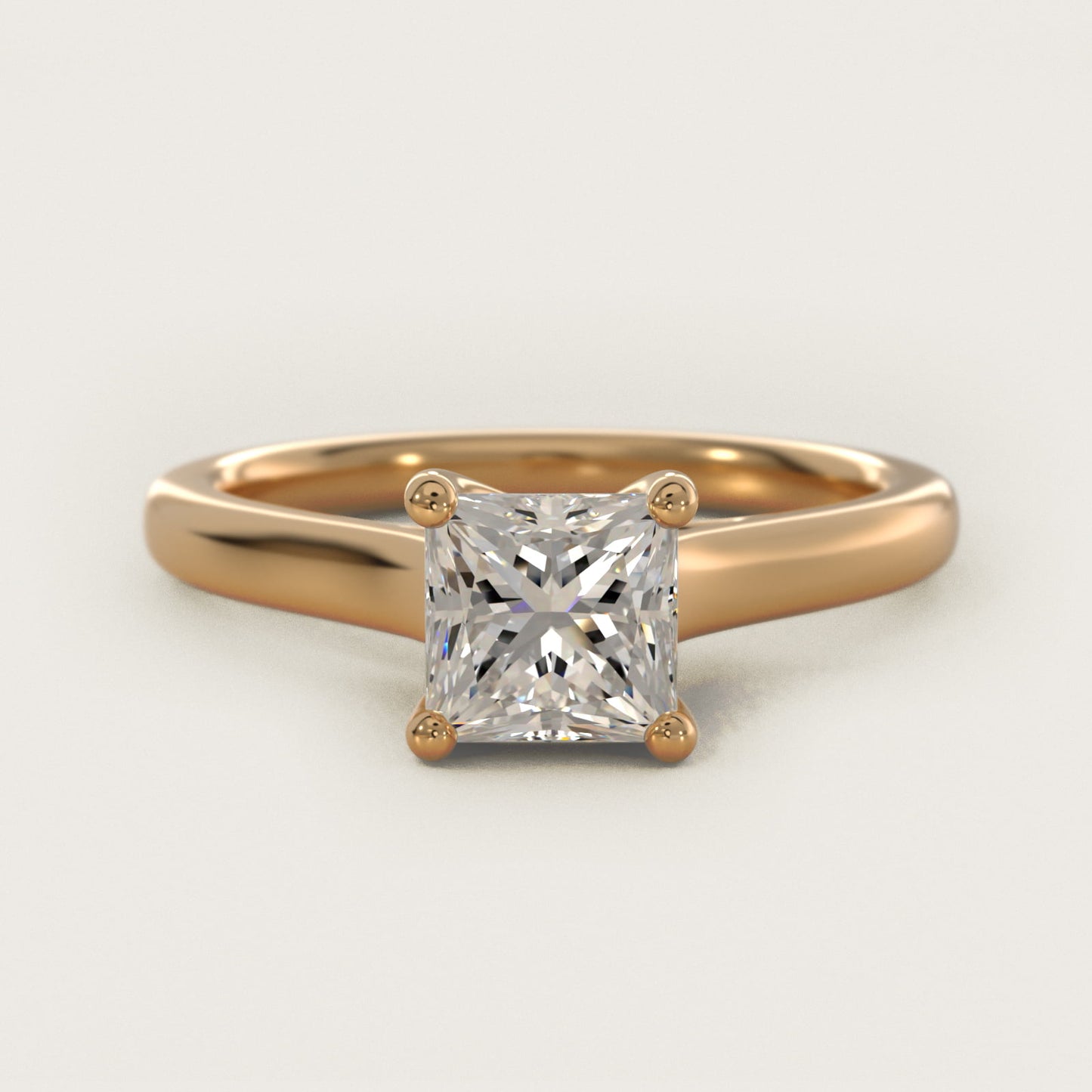 Twist Bridge Solitaire Engagement Ring in 14k Yellow Gold - Princess Center