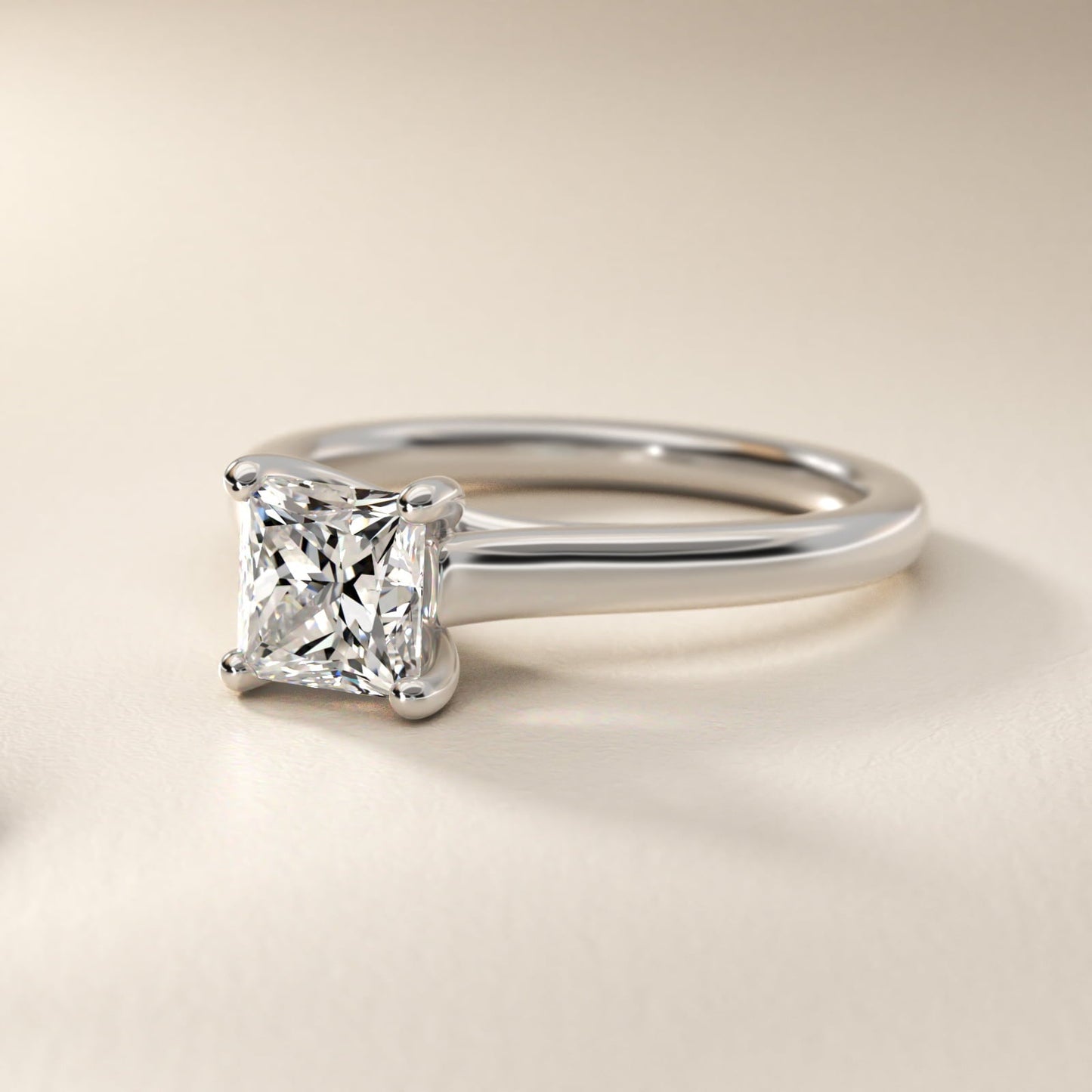 Twist Bridge Solitaire Engagement Ring in Platinum - Princess Center