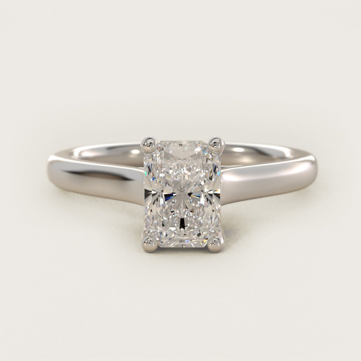 Twist Bridge Solitaire Engagement Ring in 14k White Gold - Radiant Center