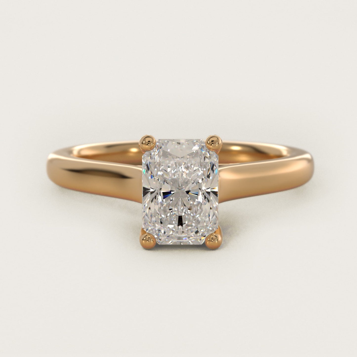 Twist Bridge Solitaire Engagement Ring in 14k Yellow Gold - Radiant Center