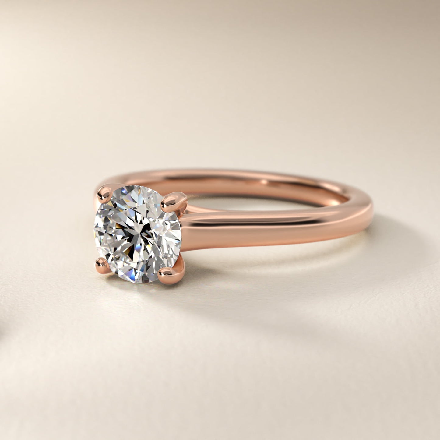 Twist Bridge Solitaire Engagement Ring in 14k Rose Gold - Round Center
